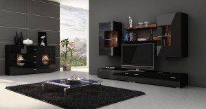 Nowoczesna meblościanka BERLIN - czarny połysk 