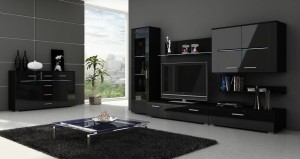 Designerska meblościanka Stuttgart - czarny połysk  