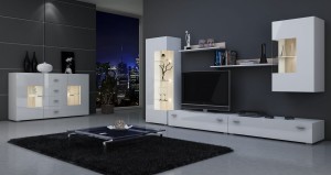 Oryginalna meblościanka Hamburg - biały połysk  