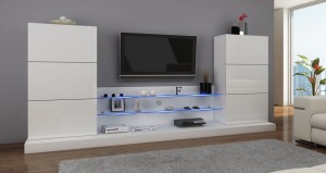 Prosty nowoczesny zestaw mebli ULM - biały połysk 