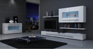 Designerska meblościanka KOLN biały połysk